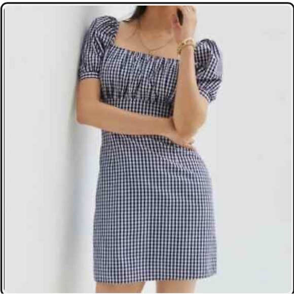 New w Tag: Anthropologie Puff Sleeve Gingham Dress. Size Large - Picture 4 of 11